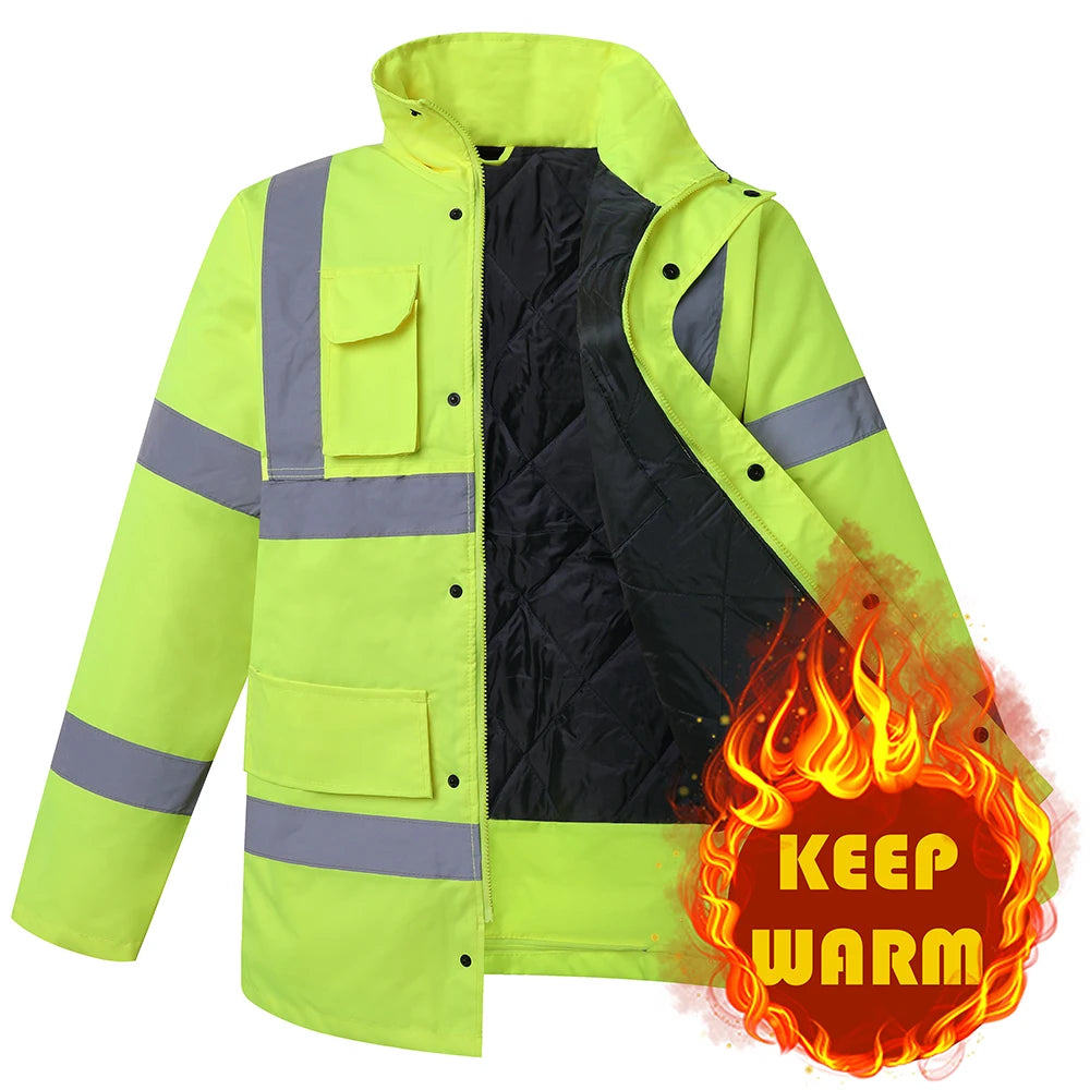 Parka Hiver Haute Visibilité — Imperméable, Coupe-Vent & Réfléchissante