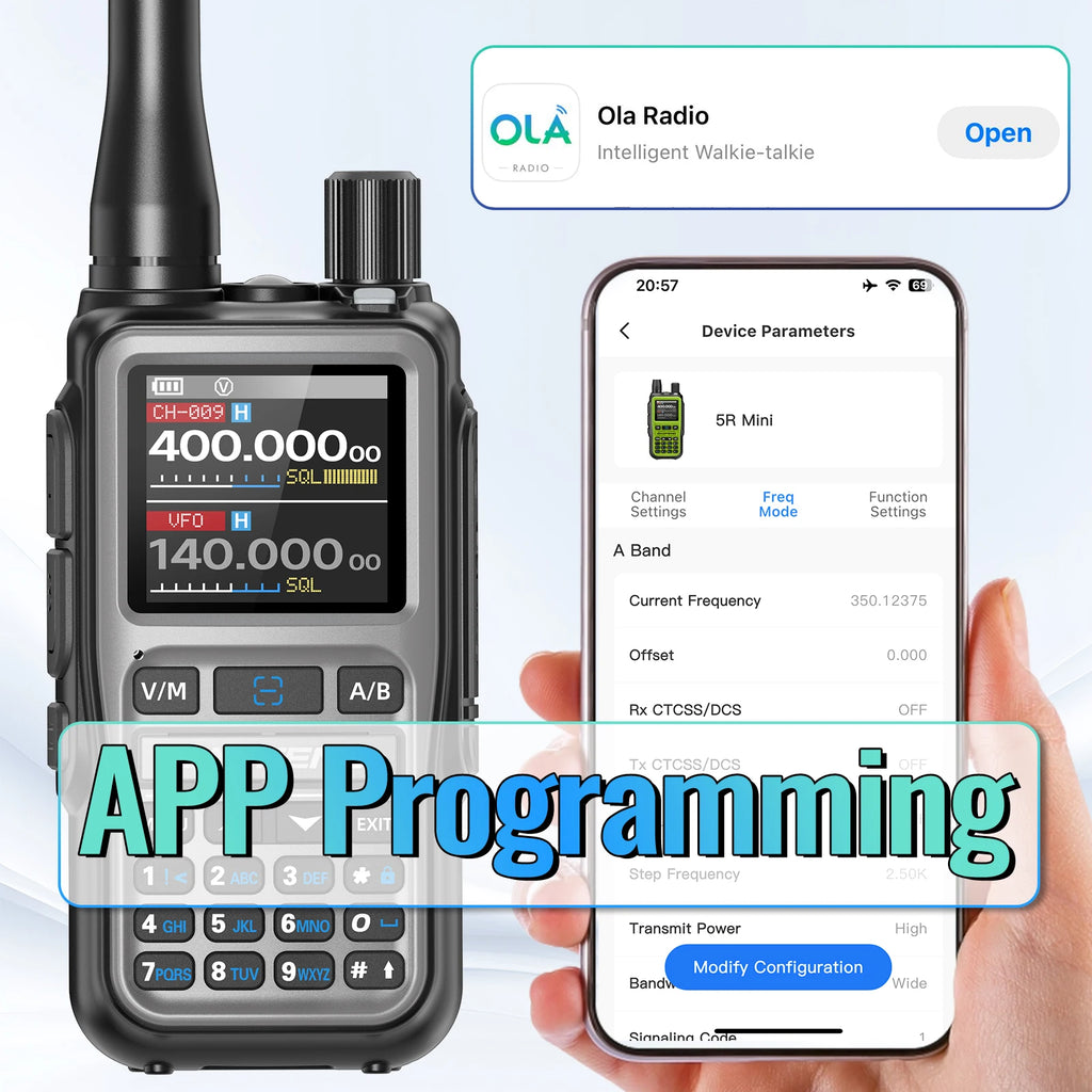 Talkie-Walkie BaoFeng UV-5R Mini Bluetooth — 999 Canaux & Charge USB-C