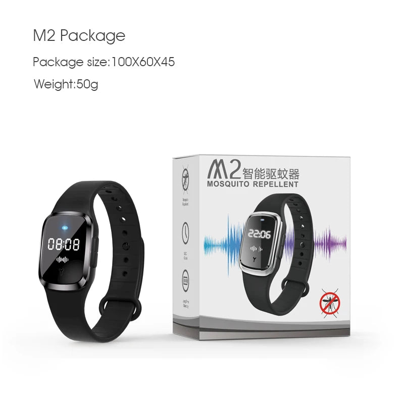 Bracelet Anti-Moustiques Ultrasonique — Affichage Heure & Température