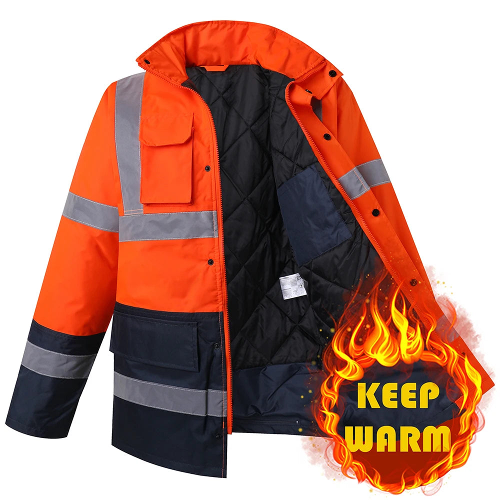 Parka Hiver Haute Visibilité — Imperméable, Coupe-Vent & Réfléchissante
