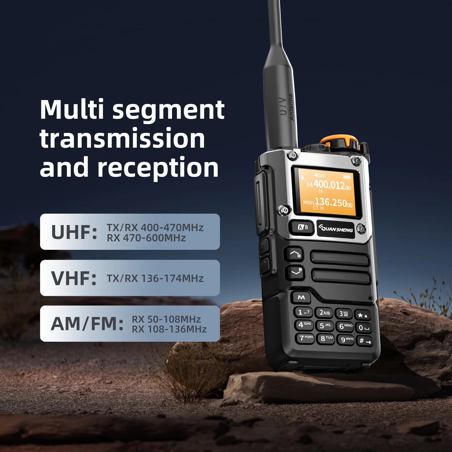 Talkie-Walkie QUANSHENG UV-K5(8) Bibande 5W — Écran & USB-C