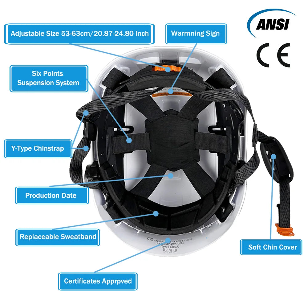 Casque de Sécurité CE — Suspension 6 Points
