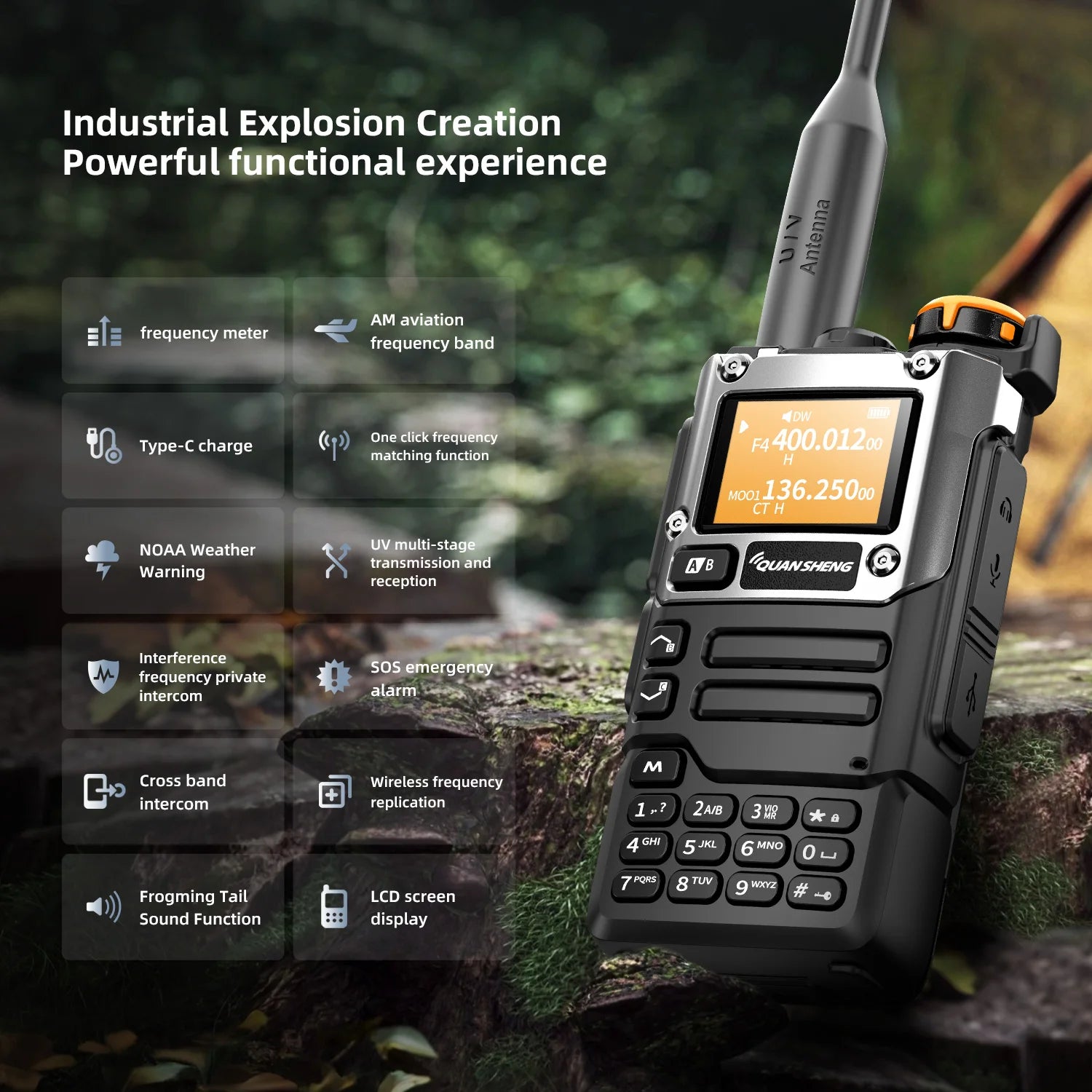 Talkie-Walkie QUANSHENG UV-K5(8) Bibande 5W — Écran & USB-C