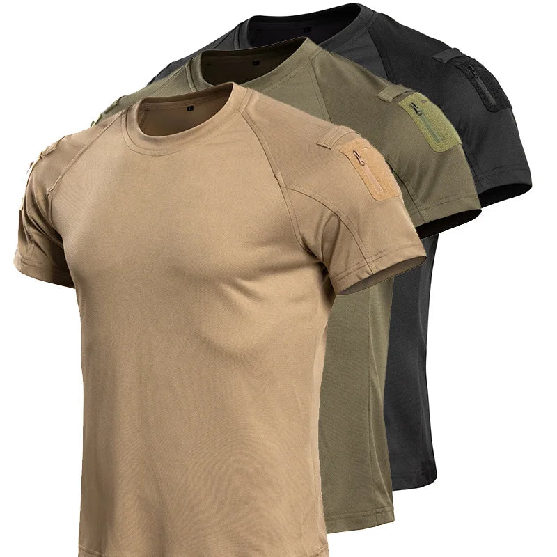 T-shirt Tactique Respirant — Séchage Rapide & Poche Zippée
