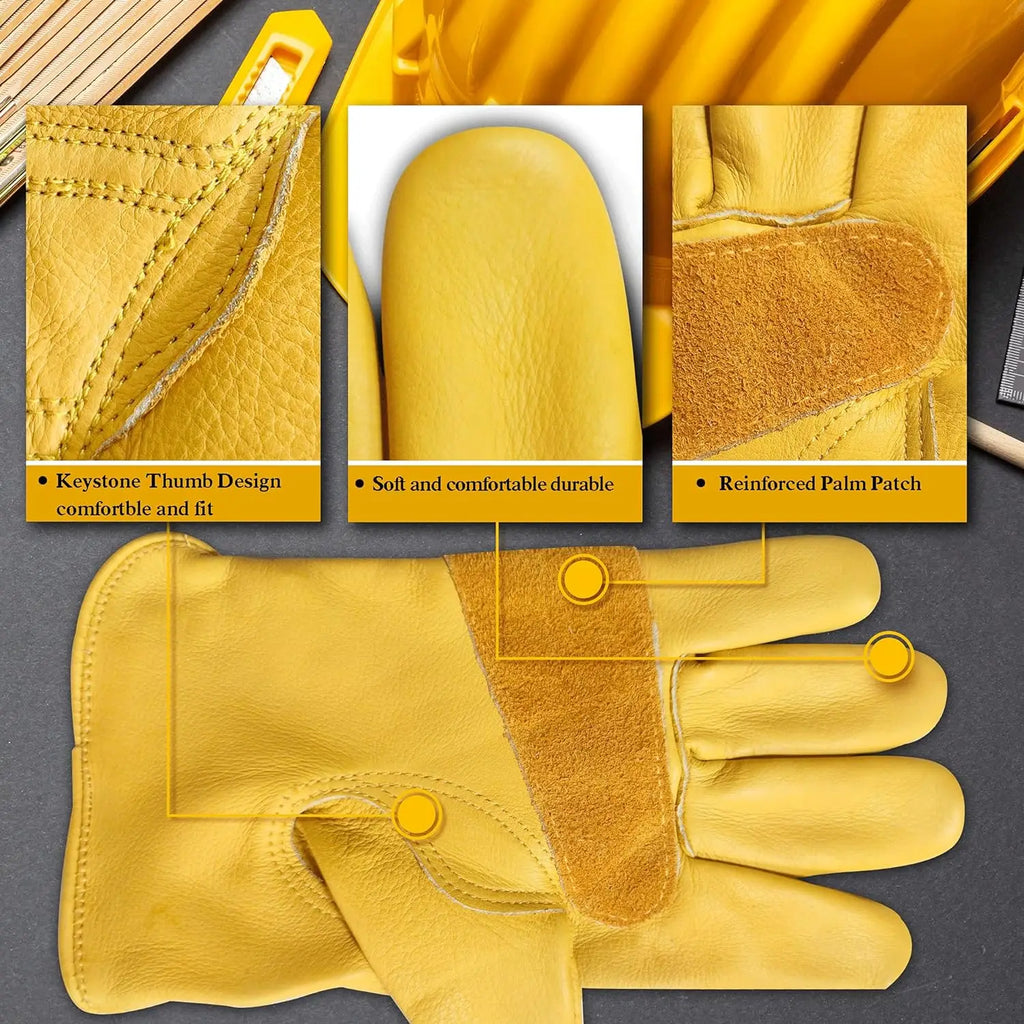 Gants de Travail en Cuir de Vachette — Résistants & Confortables