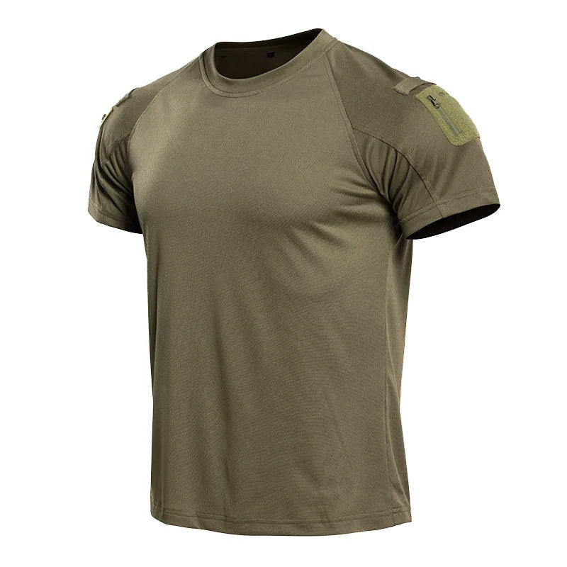 T-shirt Tactique Respirant — Séchage Rapide & Poche Zippée