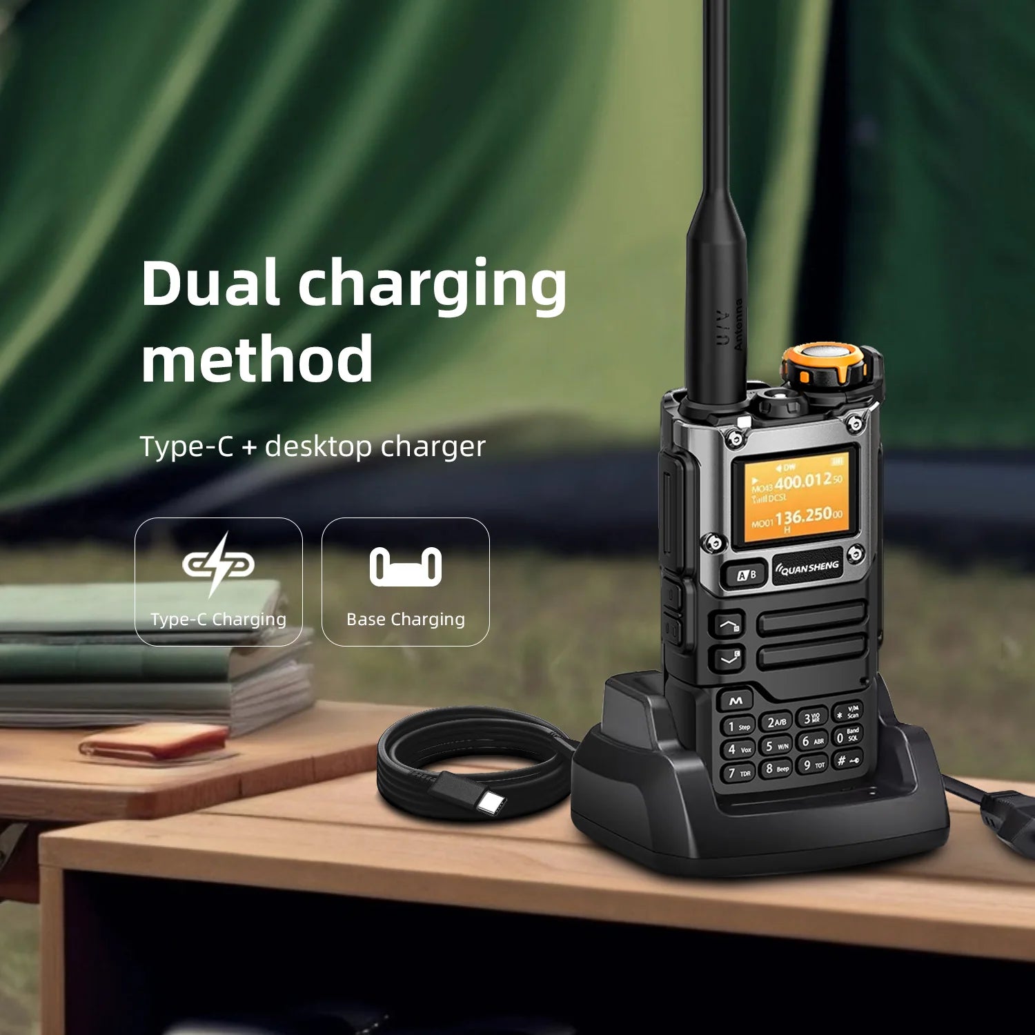 Talkie-Walkie QUANSHENG UV-K5(8) Bibande 5W — Écran & USB-C