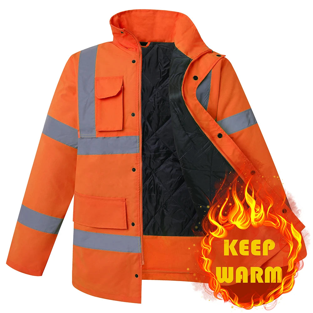 Parka Hiver Haute Visibilité — Imperméable, Coupe-Vent & Réfléchissante