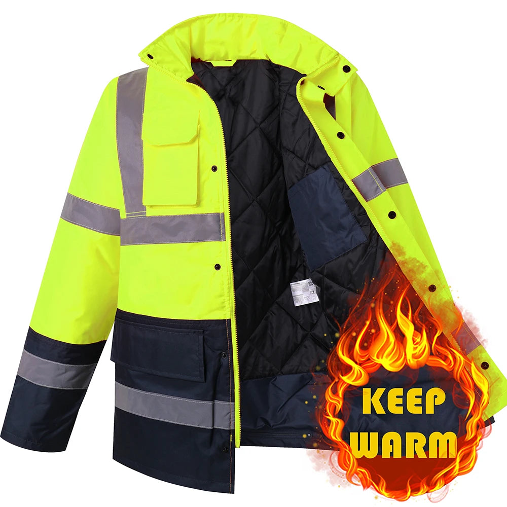 Parka Hiver Haute Visibilité — Imperméable, Coupe-Vent & Réfléchissante
