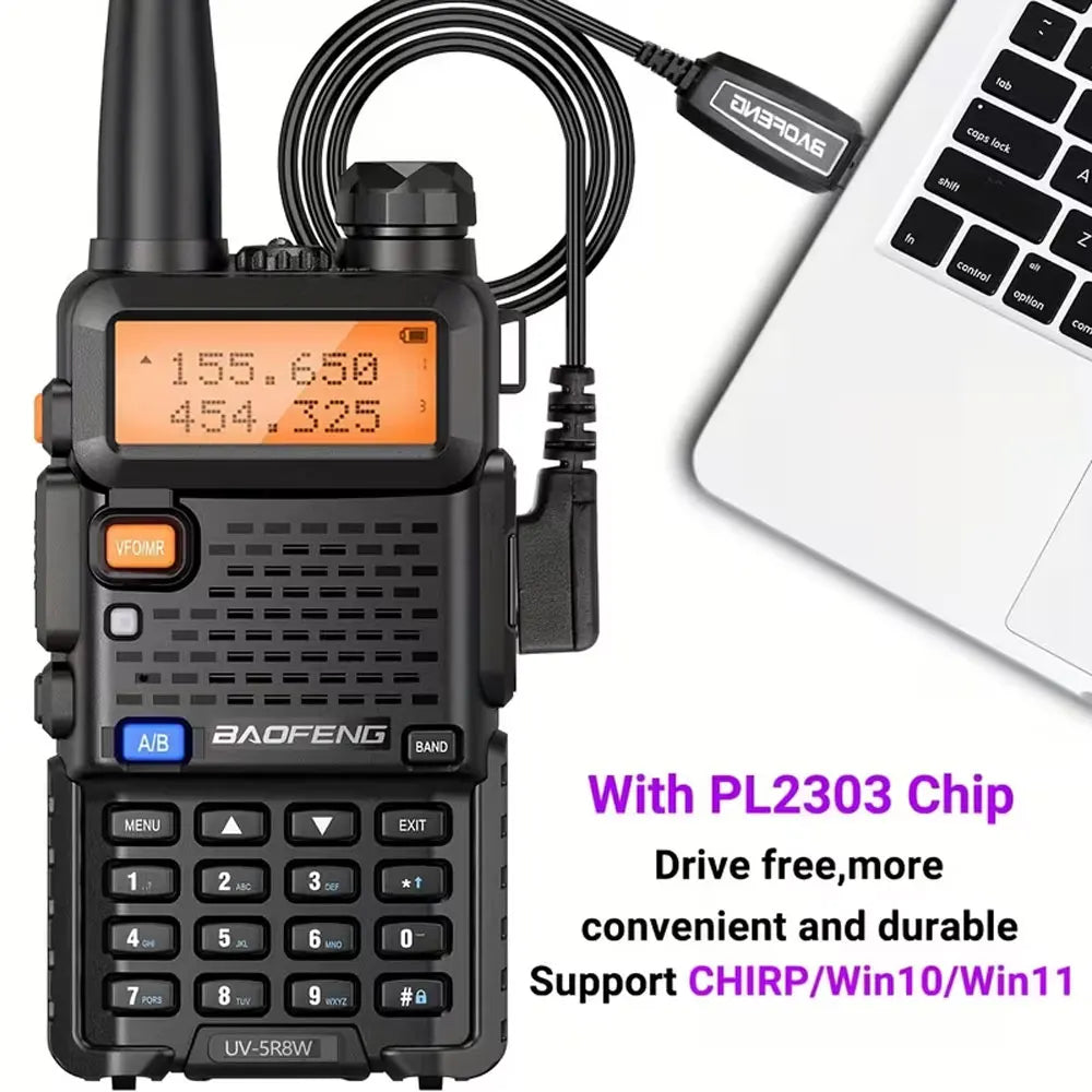 Talkie-Walkie BaoFeng UV-5R 8W Longue Portée — 128 Canaux & Double Affichage