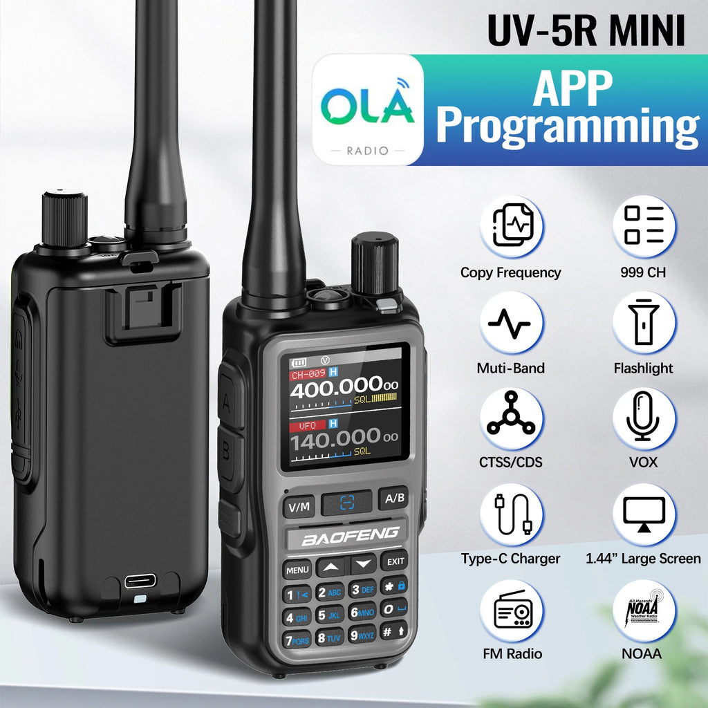 Talkie-Walkie BaoFeng UV-5R Mini Bluetooth — 999 Canaux & Charge USB-C