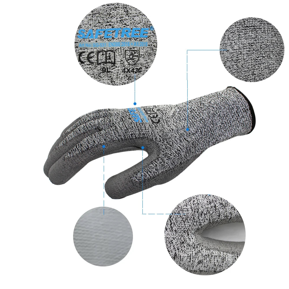 Gants Anti-Coupure HPPE Niveau 5 — Certifiés CE