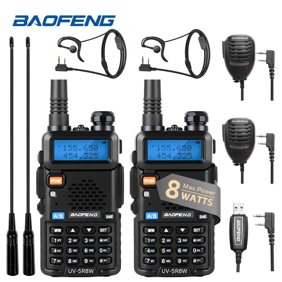 Talkie-Walkie BaoFeng UV-5R 8W Longue Portée — 128 Canaux & Double Affichage