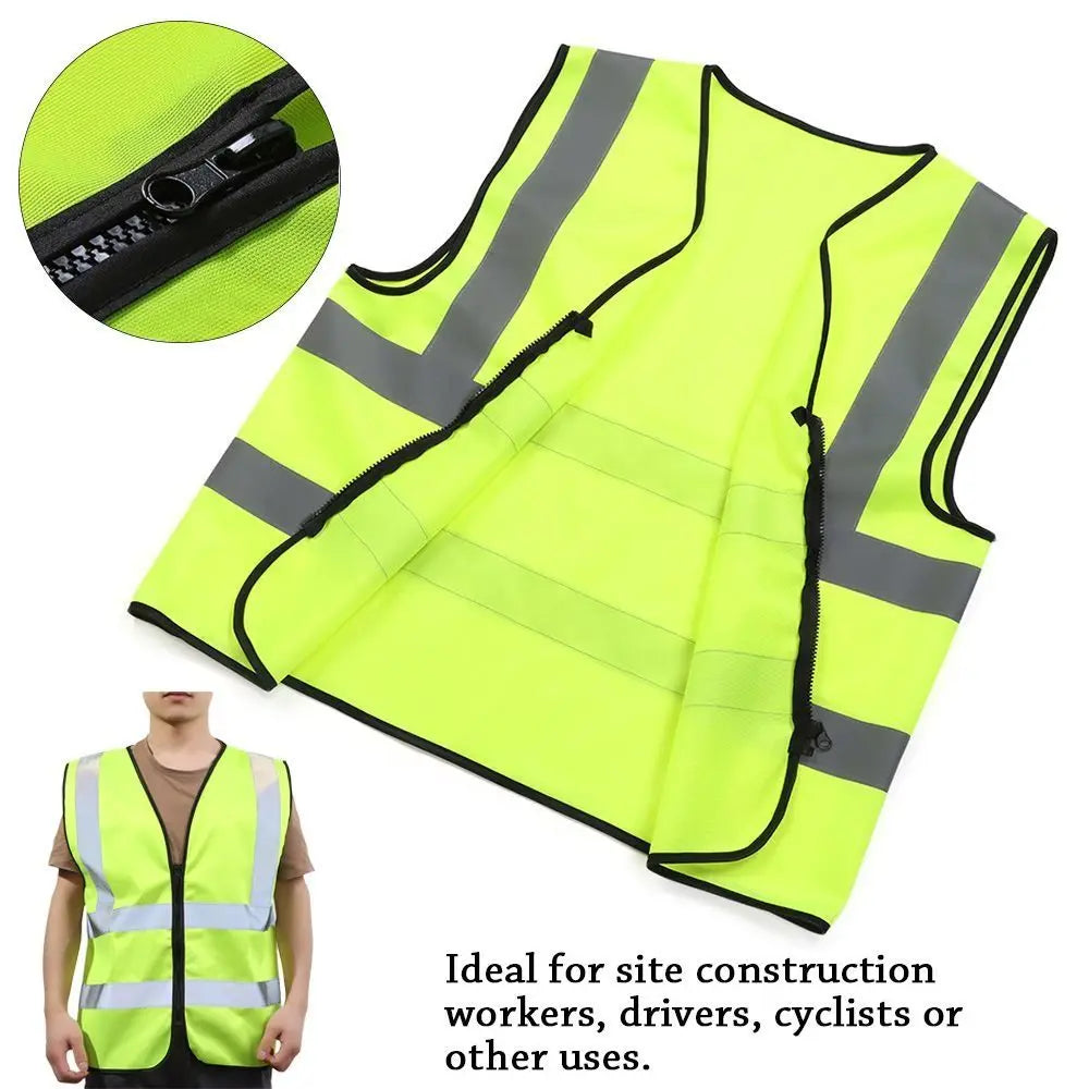 Gilet Haute Visibilité Zippé — Bandes Réfléchissantes