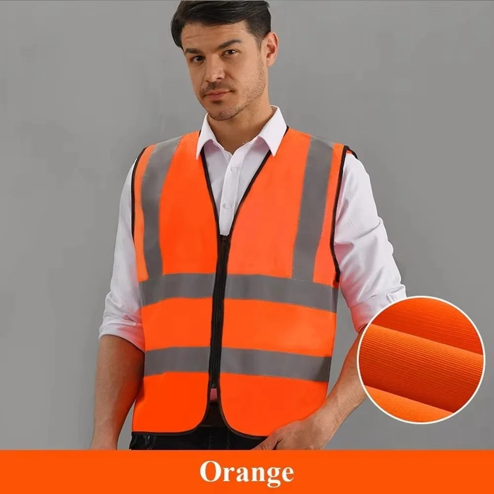 Gilet Haute Visibilité Zippé — Bandes Réfléchissantes